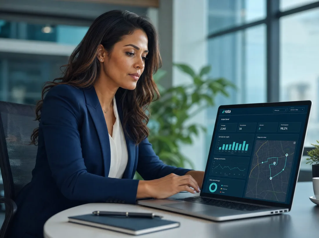 Gestor acompanhando o dashboard do MerchanSys